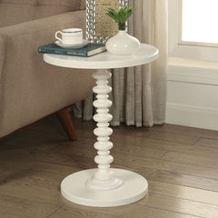 22" White Solid Wood Round End Table