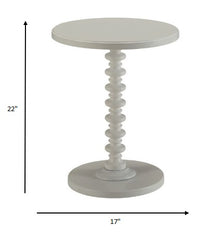 22" White Solid Wood Round End Table