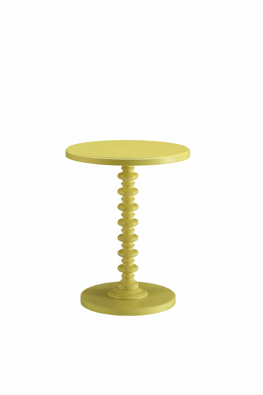 22" Yellow Solid Wood Round End Table - Homeroots