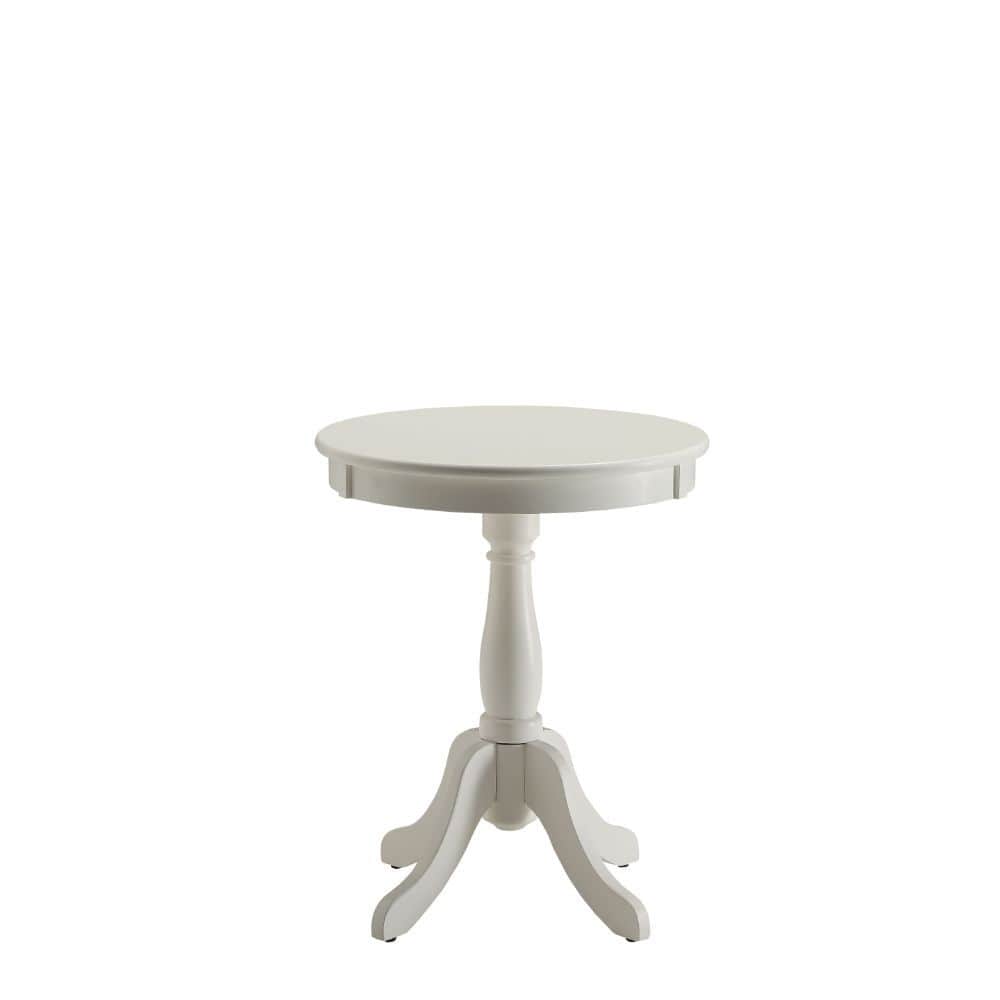 Cottage White Wood Pedestal Side Or End Table - Homeroots