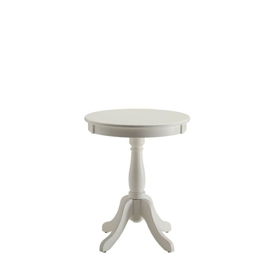 Cottage White Wood Pedestal Side Or End Table - Homeroots