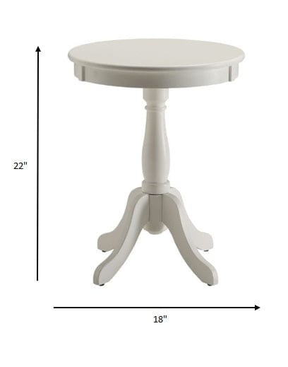 Cottage White Wood Pedestal Side Or End Table - Homeroots