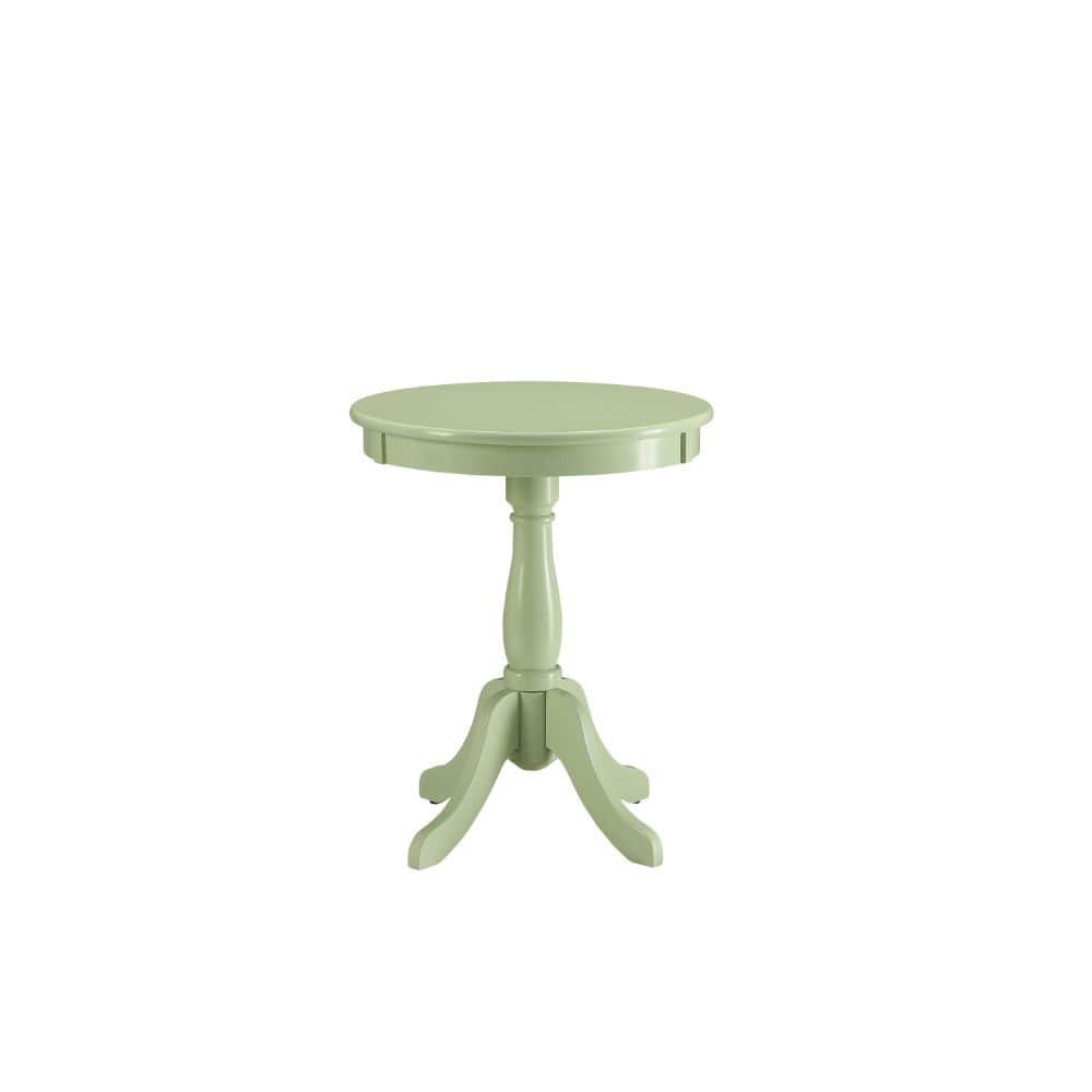 Light Green Solid Wooden Pedestal Side Table