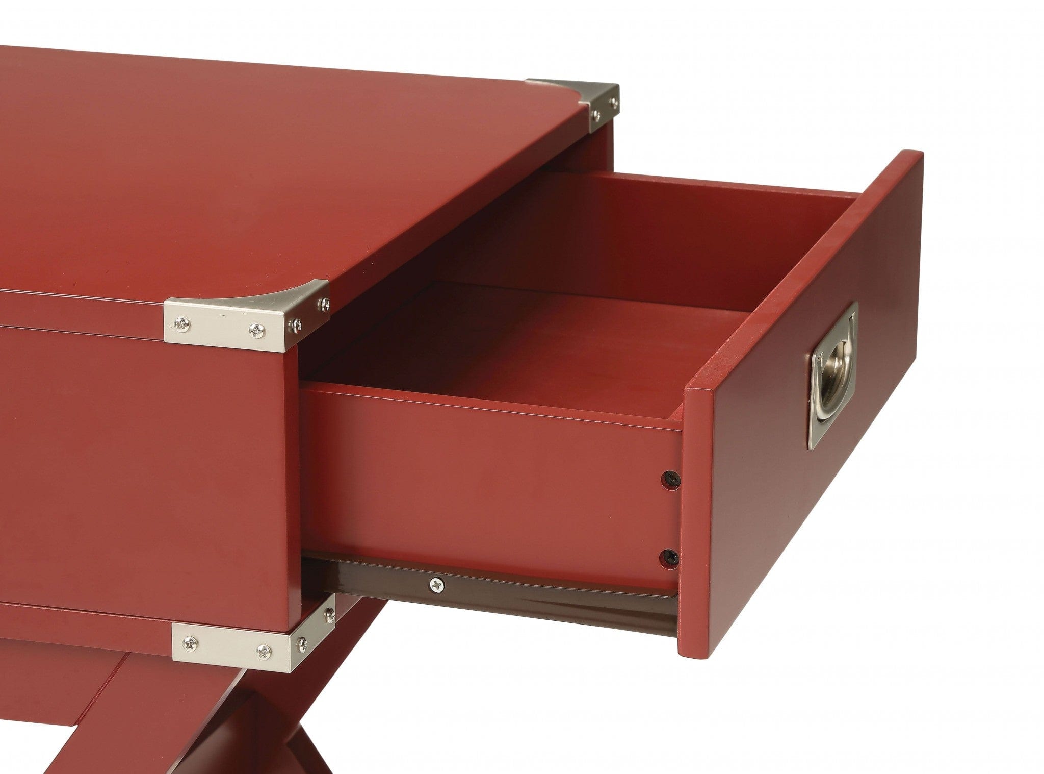 Modern Red X Shape Wooden Storage End Table - Homeroots