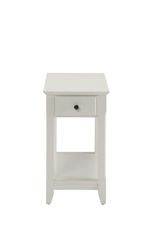 23" White Solid and Manufactured Wood End Table With Drawer And Shelf - Homeroots