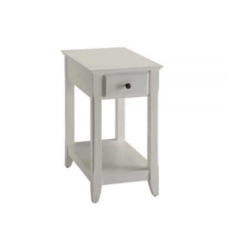 23" White Solid and Manufactured Wood End Table With Drawer And Shelf - Homeroots