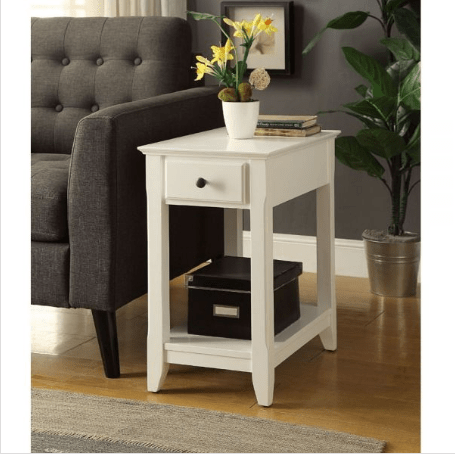 23" White Solid and Manufactured Wood End Table With Drawer And Shelf - Homeroots