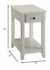 23" White Solid and Manufactured Wood End Table With Drawer And Shelf - Homeroots