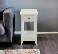 23" White Solid and Manufactured Wood End Table With Drawer And Shelf - Homeroots