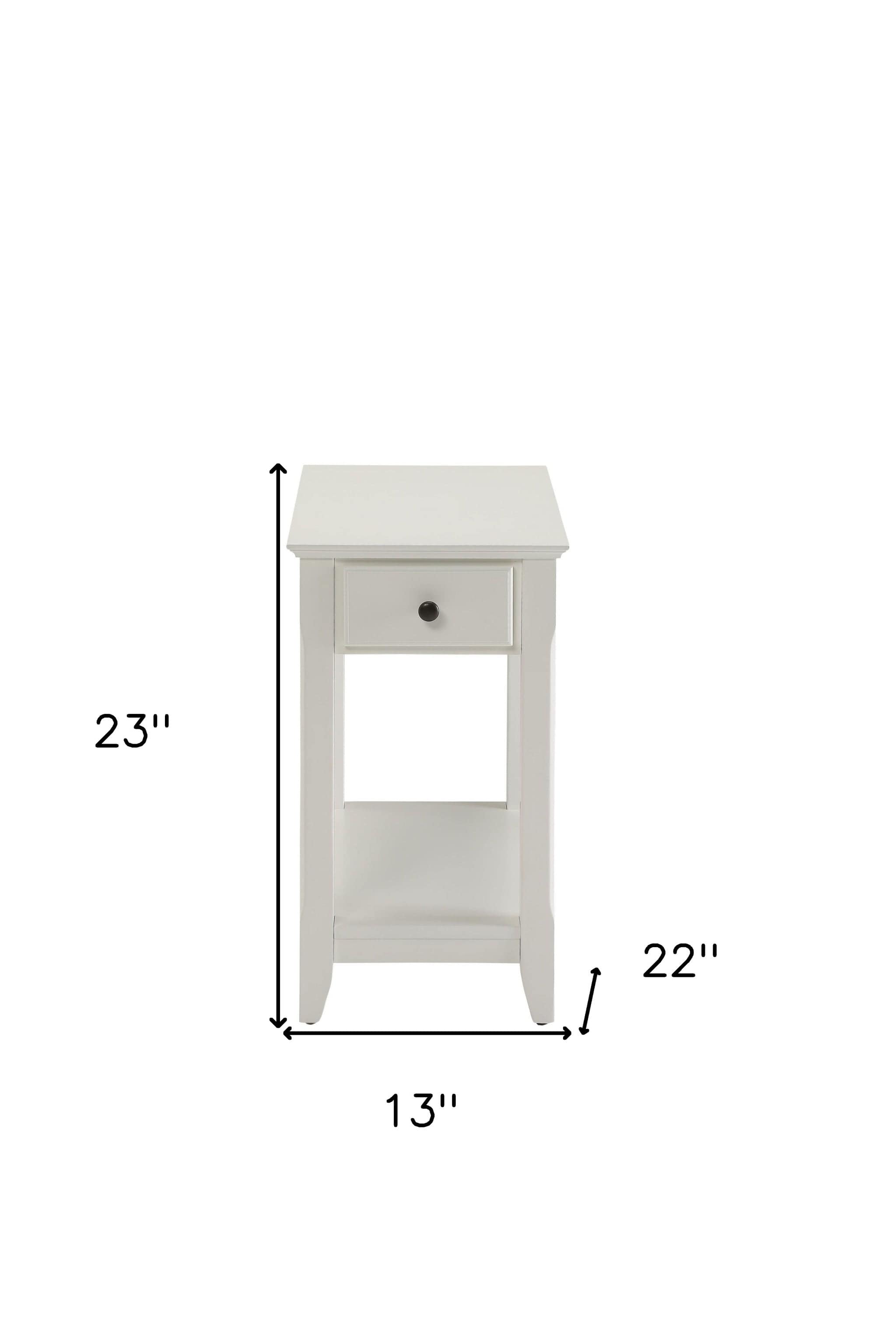 23" White Solid and Manufactured Wood End Table With Drawer And Shelf - Homeroots