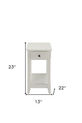 23" White Solid and Manufactured Wood End Table With Drawer And Shelf - Homeroots