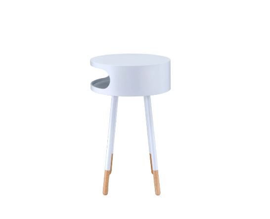 Bentwood White Retro Round Wooden End Table