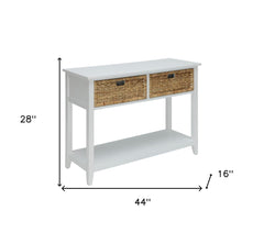 44" White Solid Wood Console Table And Drawers - Homeroots