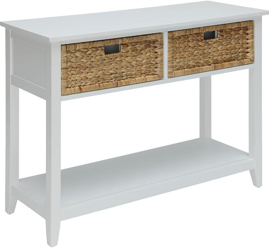 44" White Solid Wood Console Table And Drawers - Homeroots