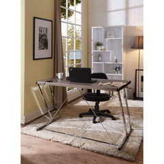 47" Brown and Silver Metallic Secretary Desk