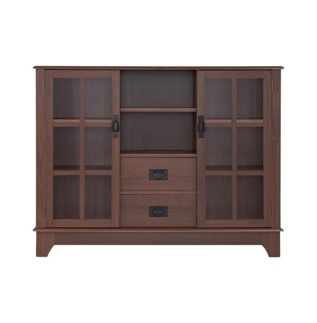 42" Walnut Two Drawer Sideboard with Glass Doors