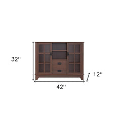 42" Walnut Two Drawer Sideboard with Glass Doors