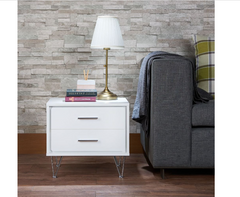 20" White Nightstand With Manufactured Wood Top