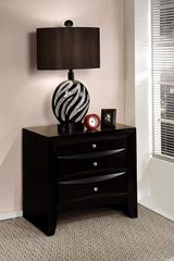 25" Black Three Drawers Nightstand