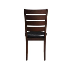 Set of Two Black And Brown Upholstered Faux Leather Ladder Back Dining Side Chairs