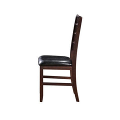 Set of Two Black And Brown Upholstered Faux Leather Ladder Back Dining Side Chairs