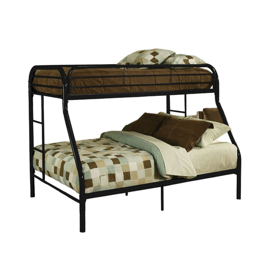 84" X 62" X 65" Twin Xl Over Queen Black Metal Tube Bunk Bed - Homeroots