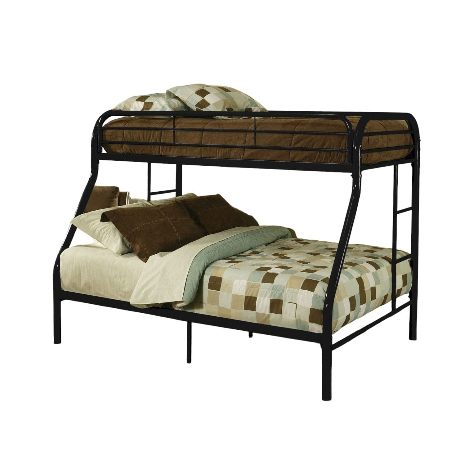 84" X 62" X 65" Twin Xl Over Queen Black Metal Tube Bunk Bed - Homeroots