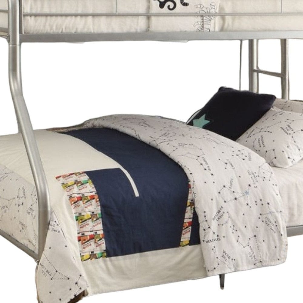 84" X 62" X 65" Twin Xl Over Queen Silver Metal Tube Bunk Bed - Homeroots