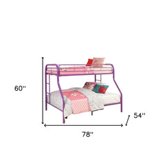 78" X 54" X 60" Twin Over Full Purple Metal Tube Bunk Bed