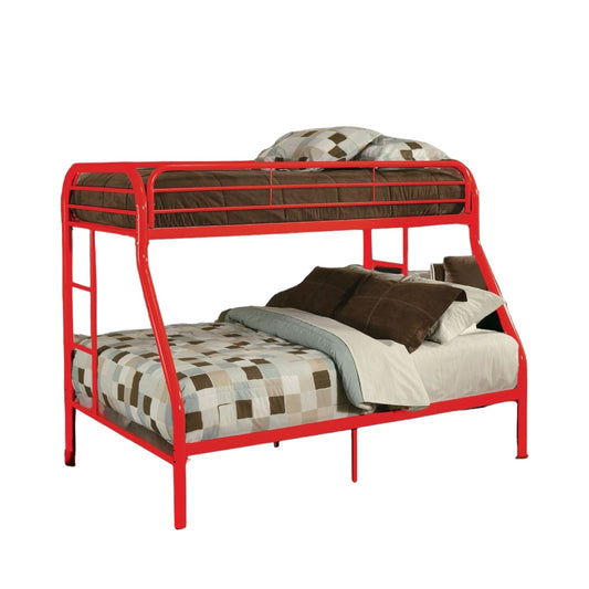 78" X 54" X 60" Twin Over Full Red Metal Tube Bunk Bed