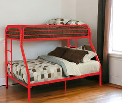 78" X 54" X 60" Twin Over Full Red Metal Tube Bunk Bed