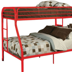 78" X 54" X 60" Twin Over Full Red Metal Tube Bunk Bed