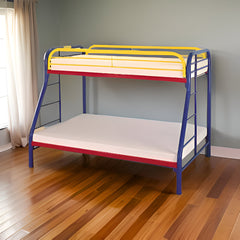 78" X 54" X 60" Twin Over Full Rainbow Metal Tube Bunk Bed