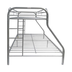 78" X 54" X 60" Twin Over Full Silver Metal Tube Bunk Bed - Homeroots