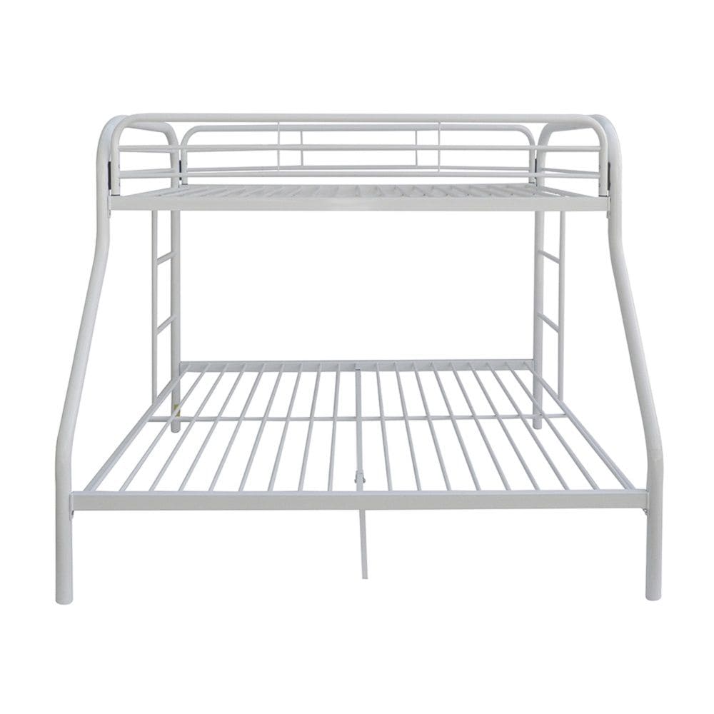 White Twin Over Full Contemporary Metal Bunk Bed