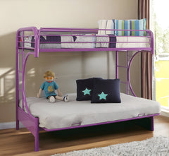 78" X 41" X 65" Twin Over Full Purple Metal Tube Futon Bunk Bed