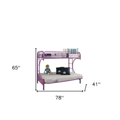 78" X 41" X 65" Twin Over Full Purple Metal Tube Futon Bunk Bed