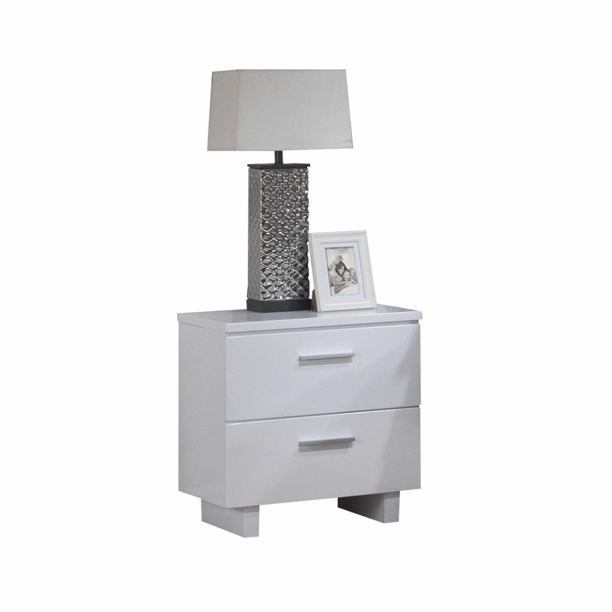 23" White Two Drawers Mirrored Nightstand - Homeroots