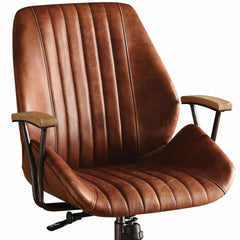 Brown Adjustable Swivel Leather Rolling Executive Office Chair