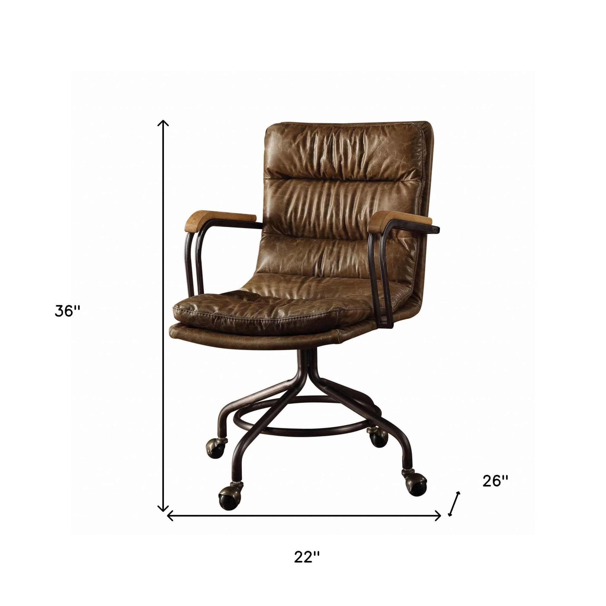 Coffee and Dark Brown Swivel Leather Rolling Executive Office Chair - Homeroots