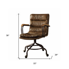 Coffee and Dark Brown Swivel Leather Rolling Executive Office Chair - Homeroots