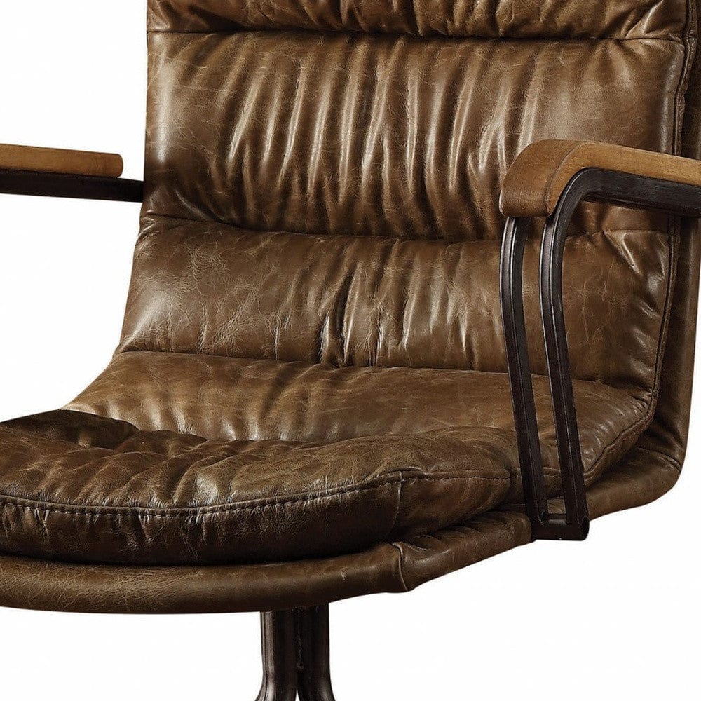 Coffee and Dark Brown Swivel Leather Rolling Executive Office Chair - Homeroots