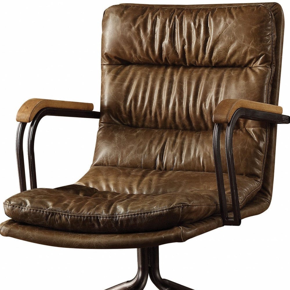 Coffee and Dark Brown Swivel Leather Rolling Executive Office Chair - Homeroots