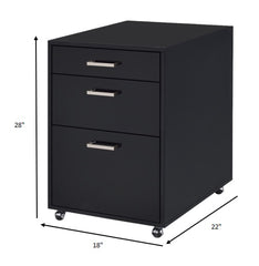 18" Black Standard Accent Cabinet With Three Drawers