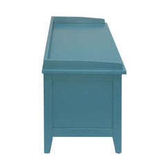 43" Teal Blue Solid Wood Storage Bench with Drawers