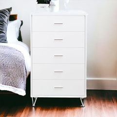 32" White Five Drawer Standard Chest