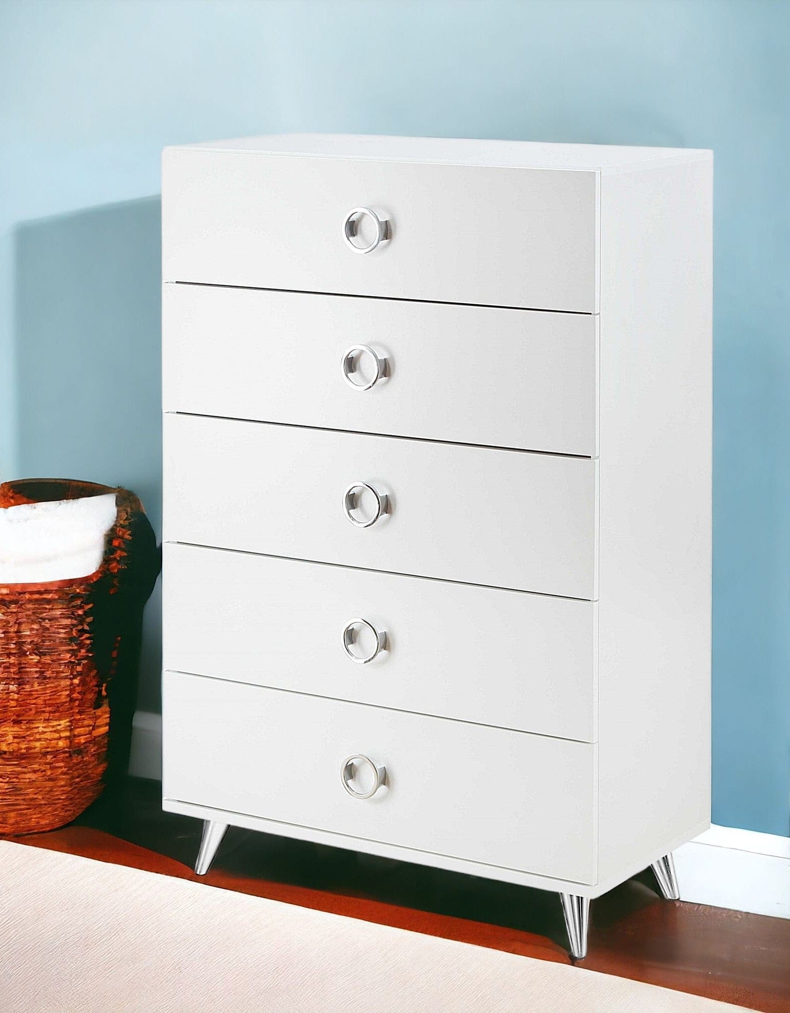 32" White Five Drawer Standard Chest