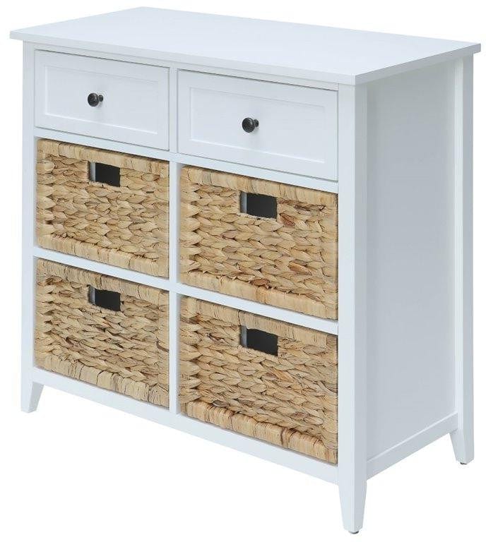 30" X 13" X 28" White Wood Veneer 6 Drawers Accent Chest