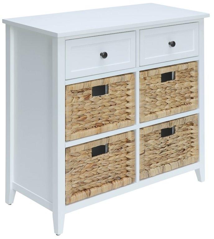 30" X 13" X 28" White Wood Veneer 6 Drawers Accent Chest