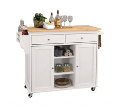 47" X 18" X 34" Natural And White Kitchen Island - Homeroots